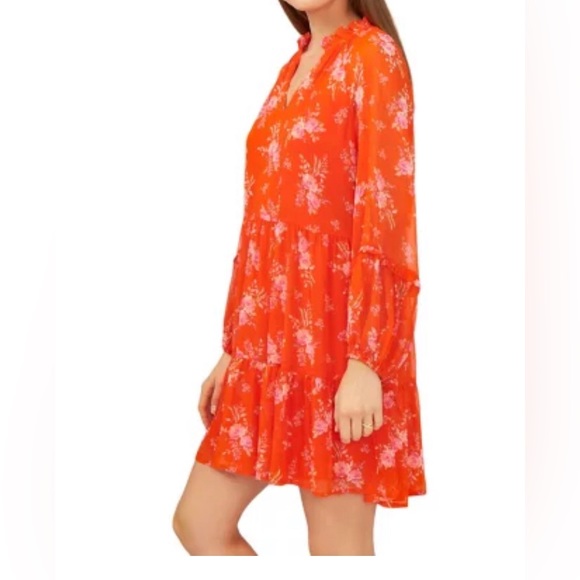20) NWT VINCE CAMUTO Ladies Three Tier Mini Dress in Orange/Pink - Picture 3 of 3